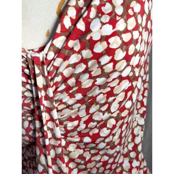 Abstract Print Ruched Sleeveless Blouse - Size L - Picture 2 of 5